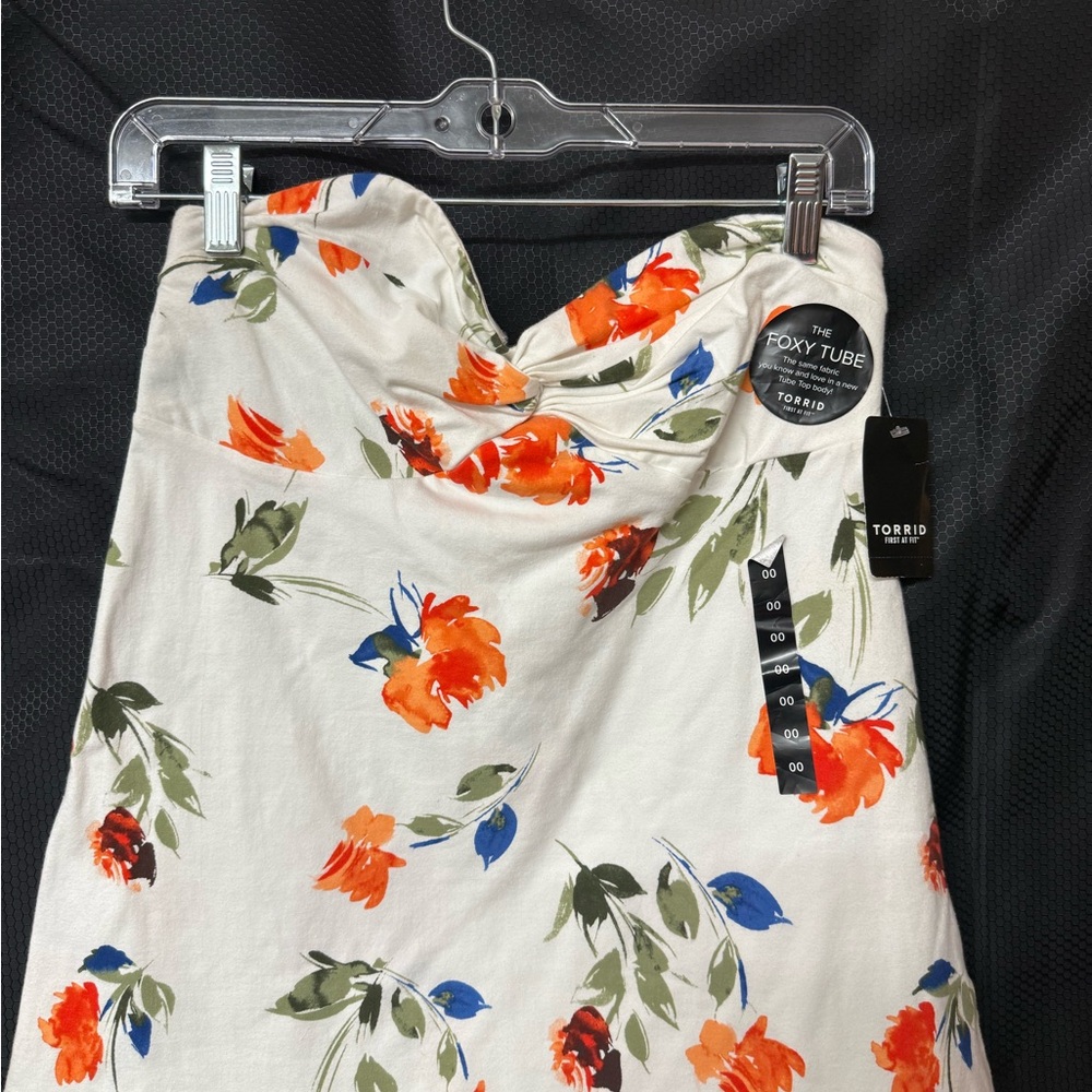 Torrid White Floral Tube Top